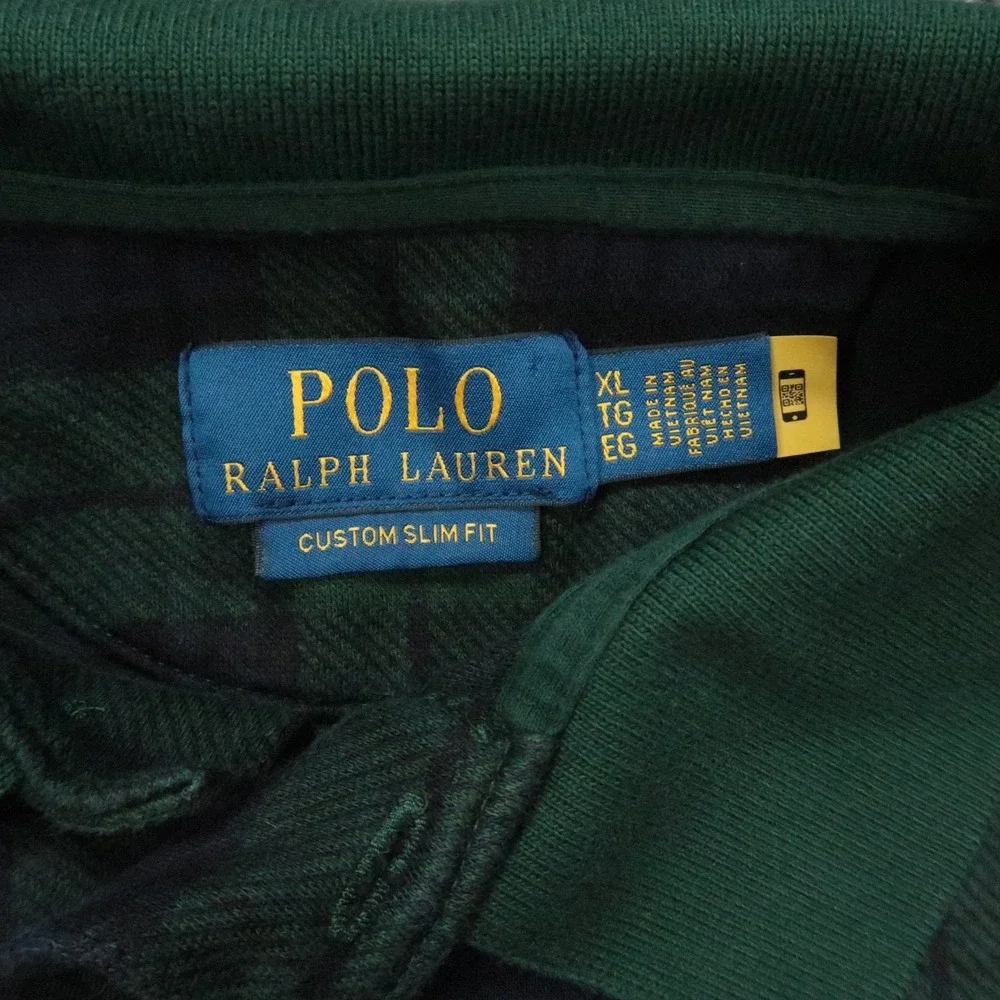 Polo Ralph Lauren Shirt Men Extra Large Green Blue Tartan Plaid Custom Slim Fit